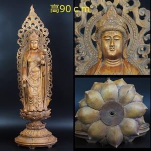【金富士】木彫観音立像 時代物　仏教美術　仏像・仏画