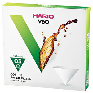 HARIO V60用ペーパーフィルター03W 1～6杯用 40枚入 VCF-03-40W