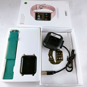 【未使用 動作品】smart watch スマートウォッチ Q9T 腕時計 デジタル 時計 ヴィンテージ 黒文字盤 緑 アクセ アクセサリー アンティーク