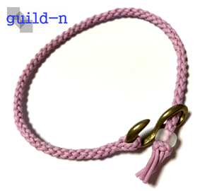 guild-n ★ ライラック ピンク 桃色 真鍮 ブラスフック ワックスコード アンクレット ブレスレット 腕 足用 ミサンガ メンズ レディース