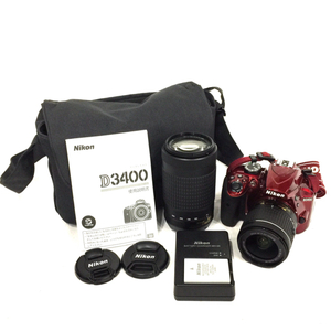 1円 Nikon D3400 AF-P DX NIKKOR 70-300mm 1:4.5-6.3G ED VR 含む デジタル一眼レフカメラ レッド C171128