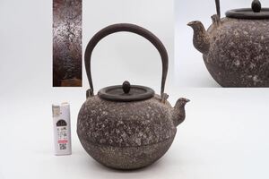 龍文堂 造 安之介 鉄瓶 糸目 銅蓋 在銘 煎茶道具 湯沸 急須 時代物 
