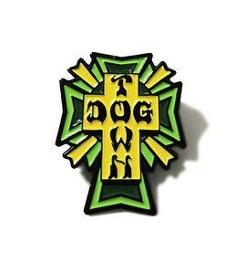 Dogtown (ドッグタウン) US ピンズ ピンバッジ DT Cross Logo Color Enamel Pin Yellow/Green スケボー SKATE SK8 スケートボード
