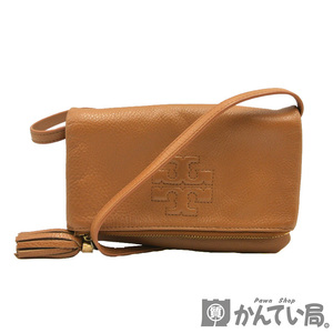 19247 TORY BURCH【トリーバーチ】ショルダーバッグ レザー ブラウン系 斜め掛け ロゴ 鞄 レディース【中古】USED-B