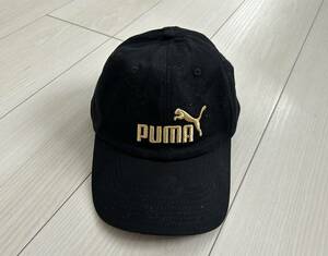 ★PUMA プーマ キャップ 帽子 サイズ/アダルト 黒 金ロゴ刺繍 調整付き★