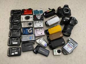 ジャンク品 デジタルカメラ デジカメ ビデオカメラ まとめて 25台以上（FUJIFILM XP100-K JVC Nikon SANYO Xacti SONY GoProなど）JM45