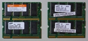 8271 Macで動作確認済み ノート用メモリ PC2700 DDR333 256MB 4枚