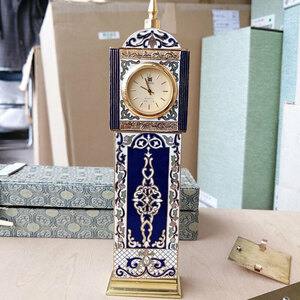 アウトレット アウトレット 在庫処分 七宝焼き 飾り時計（文字盤白）