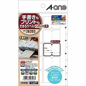 エーワン 手書きもプリントもできるラベル インデックス 大 10シート 26203