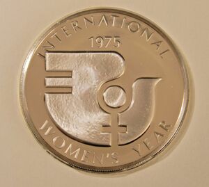 レア 限定品 1975年 国際連合 国連 女性の地位向上 国際婦人年制定 純銀製 シルバー プルーフ 造幣局製 記念メダル 記章 コイン 国連 紋章