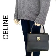 celine セリーヌ BOX型　ハンドバッグ　本革　レザー　2way ブラック