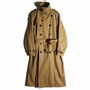 K1188H2　▼HYKE ハイク▼　TRENCH COAT（BIG+LONG）コットン ポリエステル オーバーサイズ トレンチコート カーキ 2 秋～春