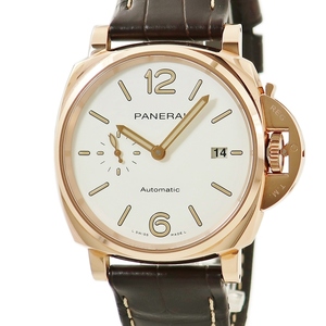 【3年保証】 パネライ ルミノール ドゥエ PAM01042 W番 K18RG無垢 白 バー ラビア スモセコ 自動巻き メンズ 腕時計