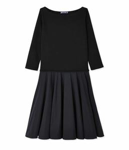 新品タグ 未着 Petit Bateau プチバトー ラメマリニエール切替ワンピース2017AW サイズXXS 黒 定価、19.000+税 チュニジア製