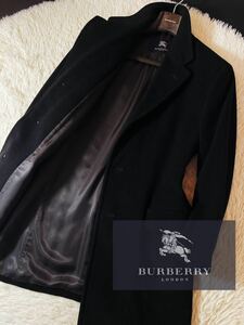 G42【完全頂点!!カシミヤ羊毛】定価20万 新品級●BURBERRY LONDON●ビジネスデザイン●カシヤチェスターコート●メンズ バーバリーコート L