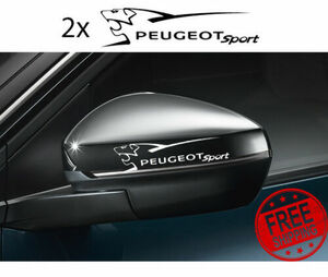 送料無料 Peugeot wing mirror logo decal Sticker プジョー ミラー ステッカー シール 2枚セット ホワイト 135mm x 34mm