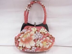 平和屋2■和装小物　和装バッグ　ビーズバッグ　草花　持ち手付き　逸品　DAAB6665zzz