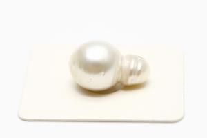 南洋白蝶真珠パールルース　両穴　19×12mm　ホワイトカラー