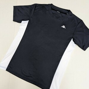+SS45 Kappa カッパ メンズ M 半袖 Tシャツ カットソー 黒 薄手 クルーネック スポーツ ウェア トレーニング