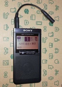 XDR-64TV ソニー SONY 美品 受信確認済 完動品 AM FM ワイドFM ワンセグTV音声 取扱説明書付 名刺サイズ 出張 通勤 オフィス 防災 1022643