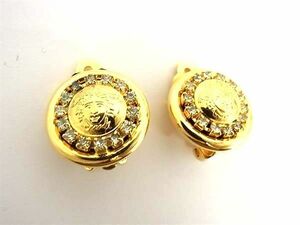 1円 ■美品■ GIANNI VERSACE ジャンニ ヴェルサーチ メデューサ クリップ式 イヤリング アクセサリー レディース ゴールド系 AW7499