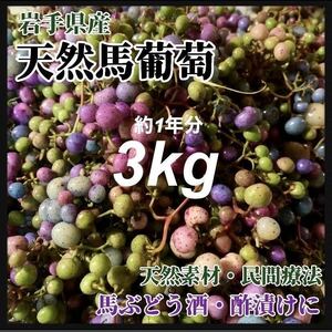 【天然・馬葡萄】 3kg 大容量　馬ぶどう　薬膳酒　ぶすの実　産地直送品　薬膳　健康法　健康療法　個包装250g×12袋