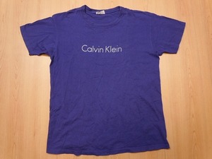 90s USA製 Calvin Klein Tシャツ L★オールドTシャツ VINTAGE ヴィンテージ ビンテージ カルバンクライン 古着 紺色 ネイビー★h
