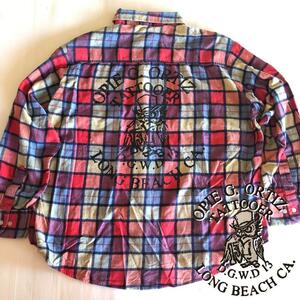 ◎ロングビーチダブオールスターズ【Opie Ortiz】長袖ネルシャツ　80s Vintageボディー／XL・ USA・WINDSOR SHIRT チェック柄 Sublime