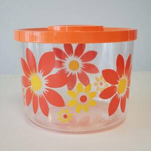 昭和レトロ レトロポップ 花柄 フタ付き 保存容器 プラスチック オレンジ キッチン雑貨 