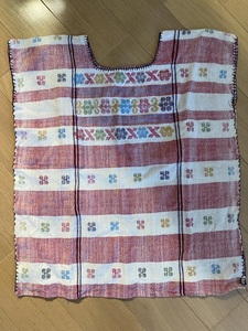 メキシコ 民族衣装 手織り アムスゴ刺繍 トップス ボーダー カラフル　amuzgo オアハカ ゲレロ カットソー メキシカン 民芸品 ハンドメイド