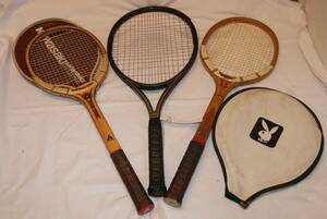 リ47★アンティーク ビンテージ ・ Maxply・イギリス製・木製色々3点・テニスラケット・画像にて