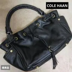 【極美品】COLE HAAN コールハーン 牛革 巾着型トートバッグ ブラック