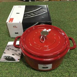 GX2067 staub ストウブ COCOTTE RONDE 1102406 24CM-3.7L レッド 鋳物 ホーロー キッチン調理器具 箱傷汚れ有り 未使用 保管品 鍋