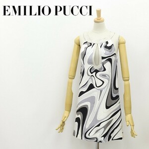 国内正規品◆EMILIO PUCCI エミリオプッチ リネン プッチ柄 ノースリーブ ワンピース 38