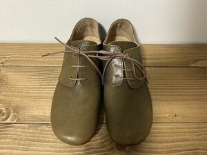 もったいない 定価¥17,380 未使用 栃木レザー レディース 革靴 グリーン 22.5cm