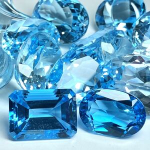 ☆天然ブルートパーズ16点おまとめ 200ct☆M約40g ルース 裸石 宝石 ジュエリー ブルー トパーズ jewelry blue topaz ②