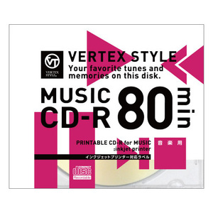 50個セット VERTEX CD-R(Audio) 80分 1P インクジェットプリンタ対応(ホワイト) 1CDRA80VX.WPX50