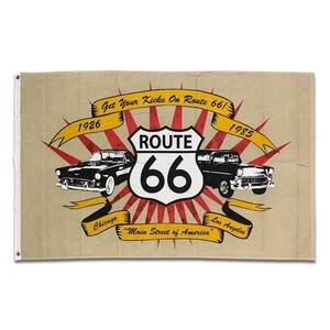 フラッグ [ROUTE66 ルート66 / CAR] 旗 タペストリー USA インテリア雑貨 アメリカン雑貨 ガレージ ディスプレイ