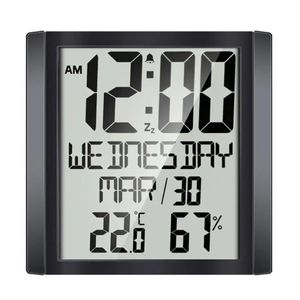 デジタル 壁掛け 時計 温度計 湿度計 アラーム 日付 ディスプレイ インテリア クロック リビング オフィス 置時計