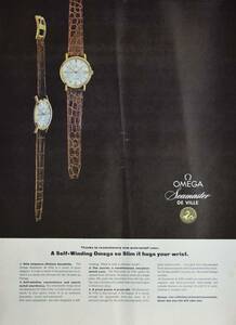 稀少・時計広告！1961年オメガ 時計広告/Omega Seamaster De Ville/Watch/N