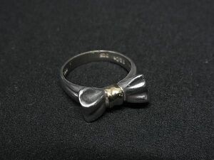 1円 TIFFANY＆Co ティファニー SV925×K18 750 18金 リボンモチーフ リング 指輪 アクセサリー 約10号 シルバー系×ゴールド系 AW4388