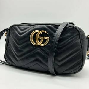 1円〜 【王道】　GUCCI グッチ マーモント キルティング ショルダーバッグ チェーンショルダーバッグ ブラック ダブルG GG