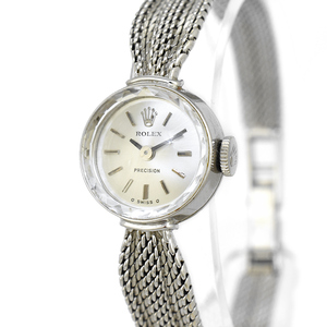ロレックス プレシジョン レディース 腕時計 K18ホワイトゴールド カットガラス 手巻き Cal.1400 ROLEX