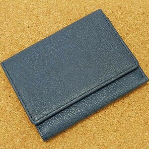 ◆エキストラ◆三つ折り財布◆ブルー◆日本製◆ピッグレザー/豚革◆AK22-BL