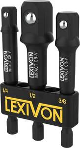 76.2mm LEXIVON インパクトグレードソケットアダプターセット、76.2mm (3インチ) ホルダー付延長ビット | 6