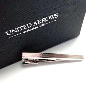 【uat743】UNITED ARROWS ユナイテッドアローズ ネクタイピン タイバー　シルバー　ストライプ