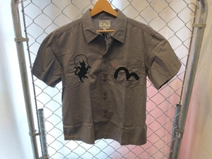 EVISU PARIS グレー 刺繍オープンカラーシャツ 半袖シャツ エビス M 店舗受取可
