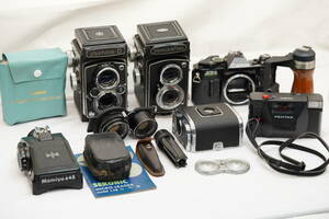 ハッセルブラッド他、Yashica-D Yashicaflex Hasselblad Pentax Canon AE-1 Mamiya Grip フィルムカメラ 二眼レフ まとめ セット 417