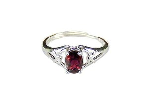 トルマリンリング天然石925銀指輪濃い赤色系約15号強リラクゼーションU0535RZaプライム