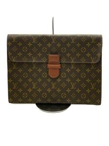 LOUIS VUITTON◆ポッシュ・ミニストル_モノグラム・キャンバス/レザー/ブラウン/クラッチバック/内側汚れ有